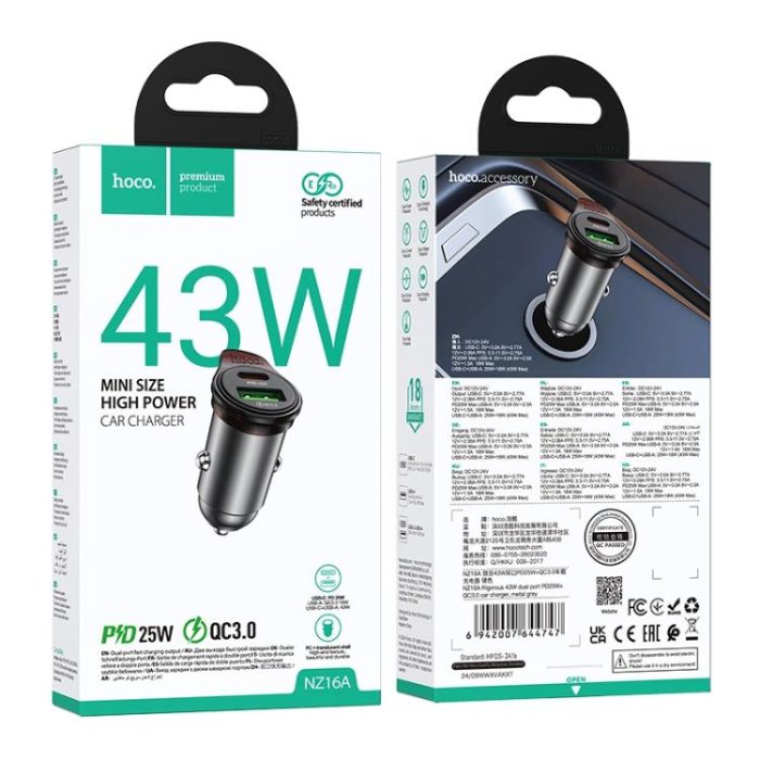 ⁦NZ16A Rigorous - מטען רכב 43W PD 25W + QC3.0⁩ – תמונה ⁦7⁩