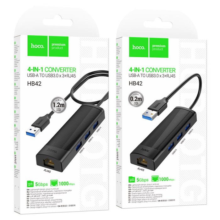 ⁦HB42 - HUB 4-ב-1 (RJ45+3×USB-A 3.0)⁩ – תמונה ⁦6⁩