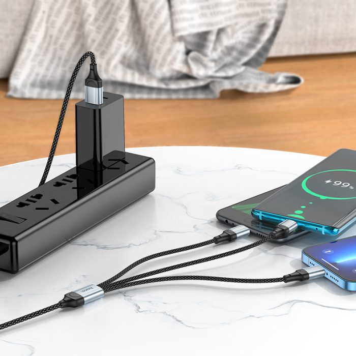 ⁦X102 - כבל טעינה 3-ב-1  ( USB ל-Lightning/Micro-USB/Type-C)⁩ – תמונה ⁦4⁩
