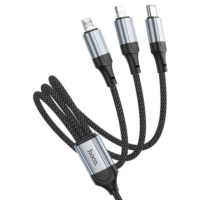 ⁦X102 - כבל טעינה 3-ב-1  ( USB ל-Lightning/Micro-USB/Type-C)⁩ – תמונה ⁦2⁩