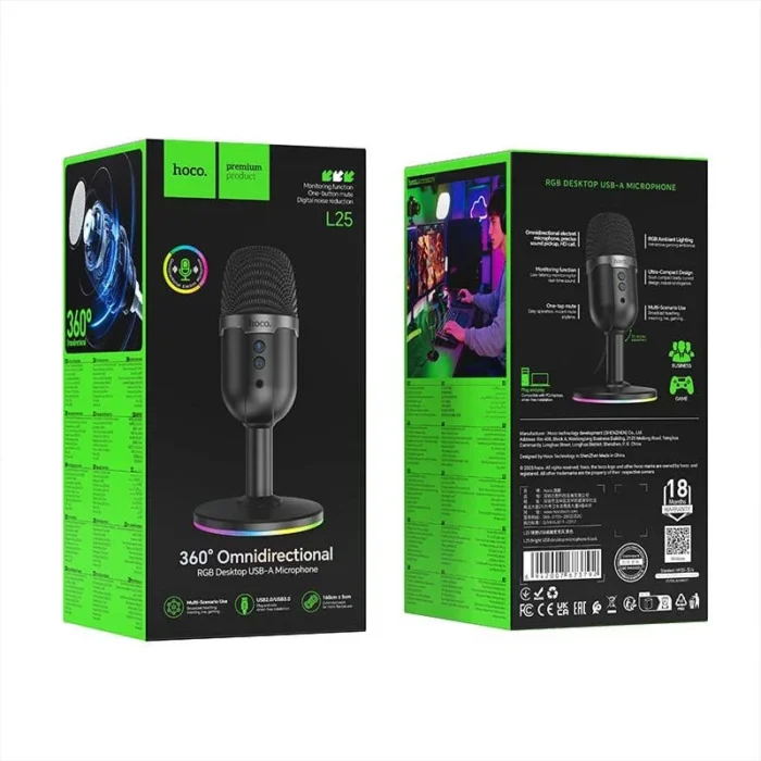 ⁦מיקרופון מחשב תאורה RGB L25⁩ – תמונה ⁦7⁩