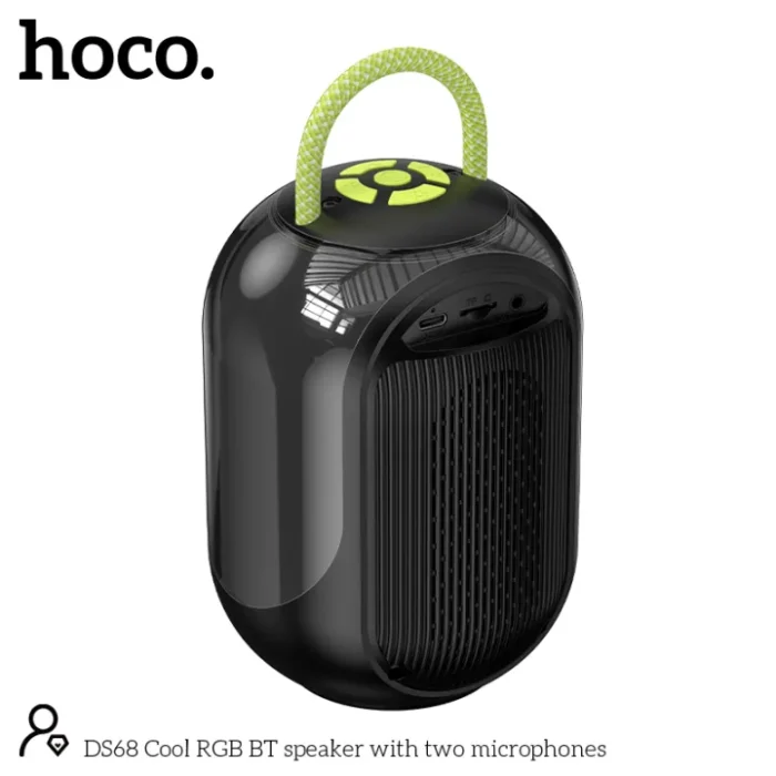 ⁦Hoco DS68 – רמקול קריוקי נייד עם מיקרופונים אלחוטיים ותאורת RGB⁩ – תמונה ⁦5⁩