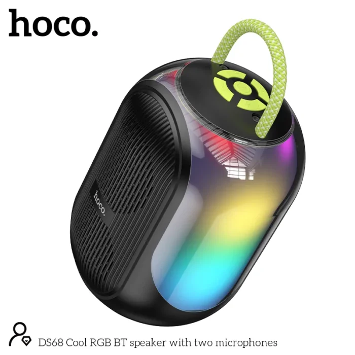 ⁦Hoco DS68 – רמקול קריוקי נייד עם מיקרופונים אלחוטיים ותאורת RGB⁩ – תמונה ⁦3⁩