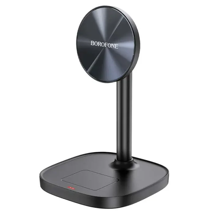 borofone-bq15-probe-2in1-magnetic-holder-with-wireless-charging מטען אלחוטי שולחני BQ15 – תמונה 1