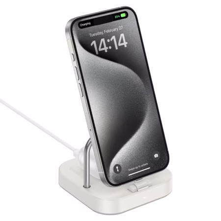 hoco-cq16b-astute-2in1-desktop-charger-milky-white — HOCO Israel