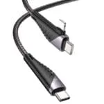U95 2-in-1 - כבל טעינה PD 60W ניילון קלוע Type-C ל-Type-C / Type-C ל-Lightning, אורך 1.2 מ'