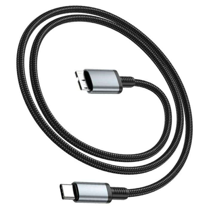 ⁦US10 – כבל נתונים Type-C ל-Micro-B USB 3.0 (High Speed)⁩ – תמונה ⁦1⁩