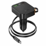 ⁦NZ18 Guardian - מטען רכב PD65W עם כבל Type-C נשלף, USB-A ו-2×USB-C לטעינה מהירה⁩ – תמונה ⁦4⁩