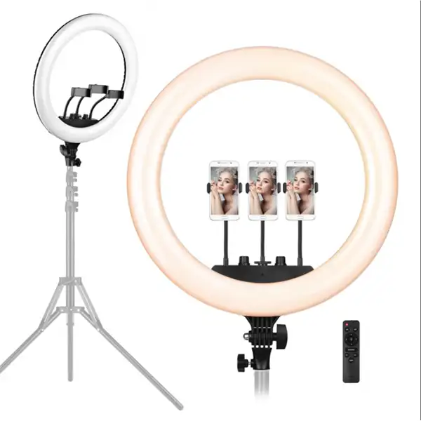 467bbc4f-b39d-4ce7-8c25-6f44d7083ea9_CXB_400_18inch_Led_Ring_Light21000x1000 copy RTAKO AR-GTB01-18S – רינג לייט מקצועי דיגיטלי 18 אינץ' עם חצובה ו-3 מחזיקי טלפון – תמונה 1