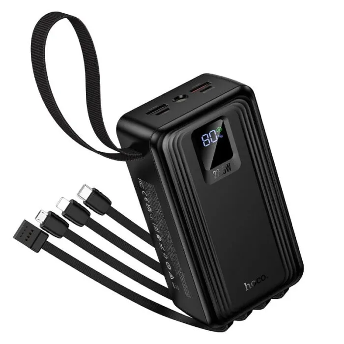 ⁦Hoco J173A Jingyao – סוללת גיבוי 30000mAh עם 4 כבלים מובנים, תאורה כפולה וטעינה מהירה 22.5W + PD20W⁩ – תמונה ⁦2⁩