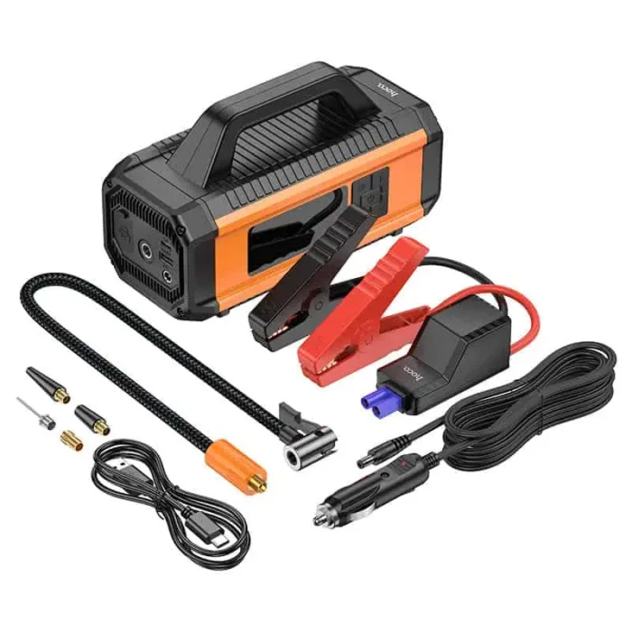 hoco-qs4-intelligent-air-pump-emergency-starter-power-bank-10000mah-accessories Hoco QS4 – מדחס אוויר חכם עם סוללת גיבוי 10000mAh (קומבו רכב חירום 3-ב-1) – תמונה 1