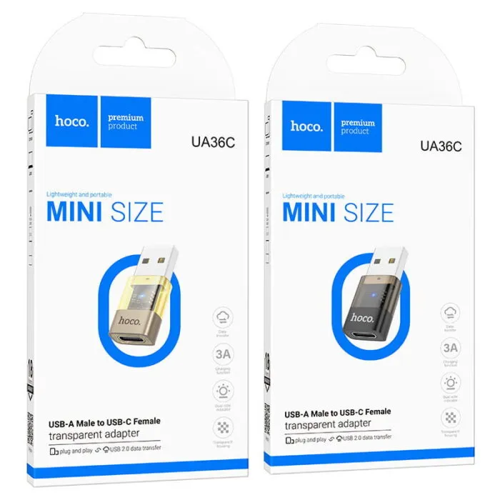 ⁦UA36C - מתאם נייד מ־USB-A זכר ל־USB Type-C נקבה במהירות 480Mbps⁩ – תמונה ⁦3⁩