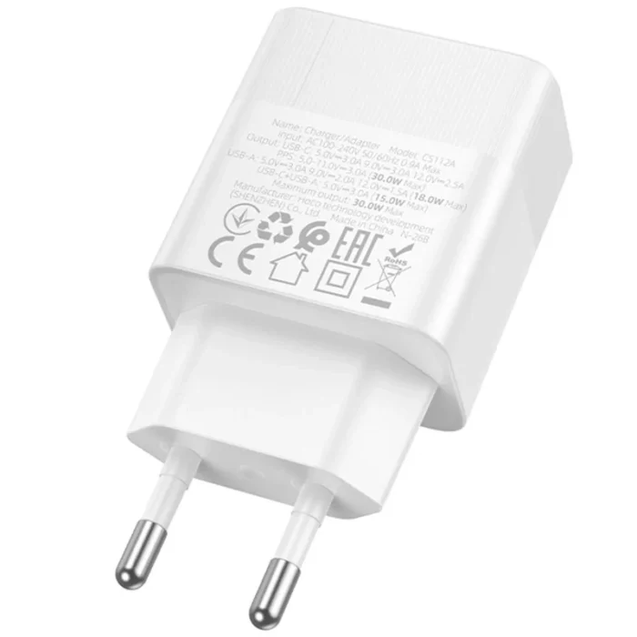 ⁦CS112A Lounge - ראש מטען  PD 30W  (כבל Type-C ל-Type-C) בתקן אירופאי⁩ – תמונה ⁦5⁩