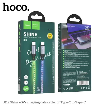 U112 Shine 1 – כבל USB-C לטעינה מהירה עד 60W, אורך 1 מטר